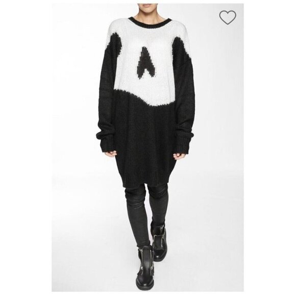 Alexander McQueen Sweater Dress Women's XS Black White Heart Skull Mohair blend
